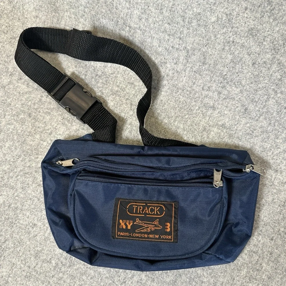 Vintage Fanny Pack‎ Track XY 3 Paris London NY Blue Retro NWOT